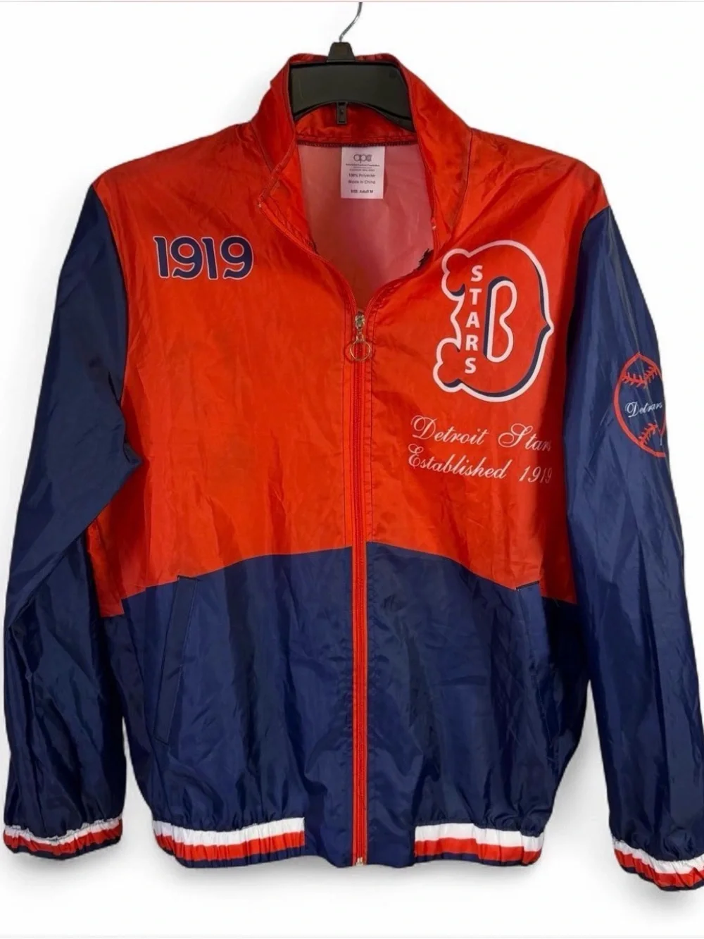 Detroit Stars Colorblock Windbreaker Jacket - Red & Navy size: Medium